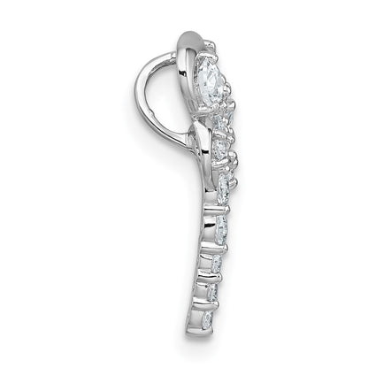 Sterling Silver Rhodium-Plated Polished CZ Dragonfly Chain Slide Pendant