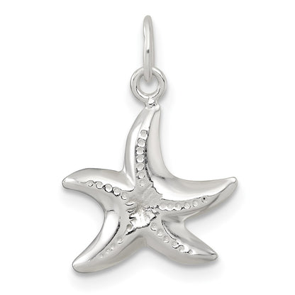 Sterling Silver Polished and Diamond-Cut 3-D Starfish Pendant