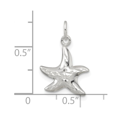 Sterling Silver Polished and Diamond-Cut 3-D Starfish Pendant