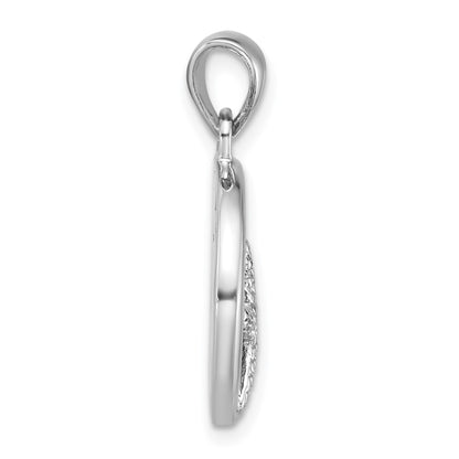 Sterling Silver Rhodium Plated Polished Abalone with Starfish Pendant