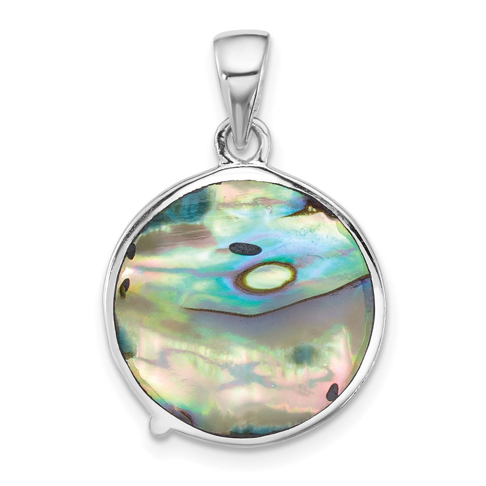 Sterling Silver Rhodium Plated Polished Abalone with Starfish Pendant