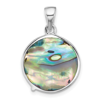Sterling Silver Rhodium Plated Polished Abalone with Starfish Pendant