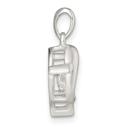 Sterling Silver Polished Vibrant CZ Dolphin Pendant