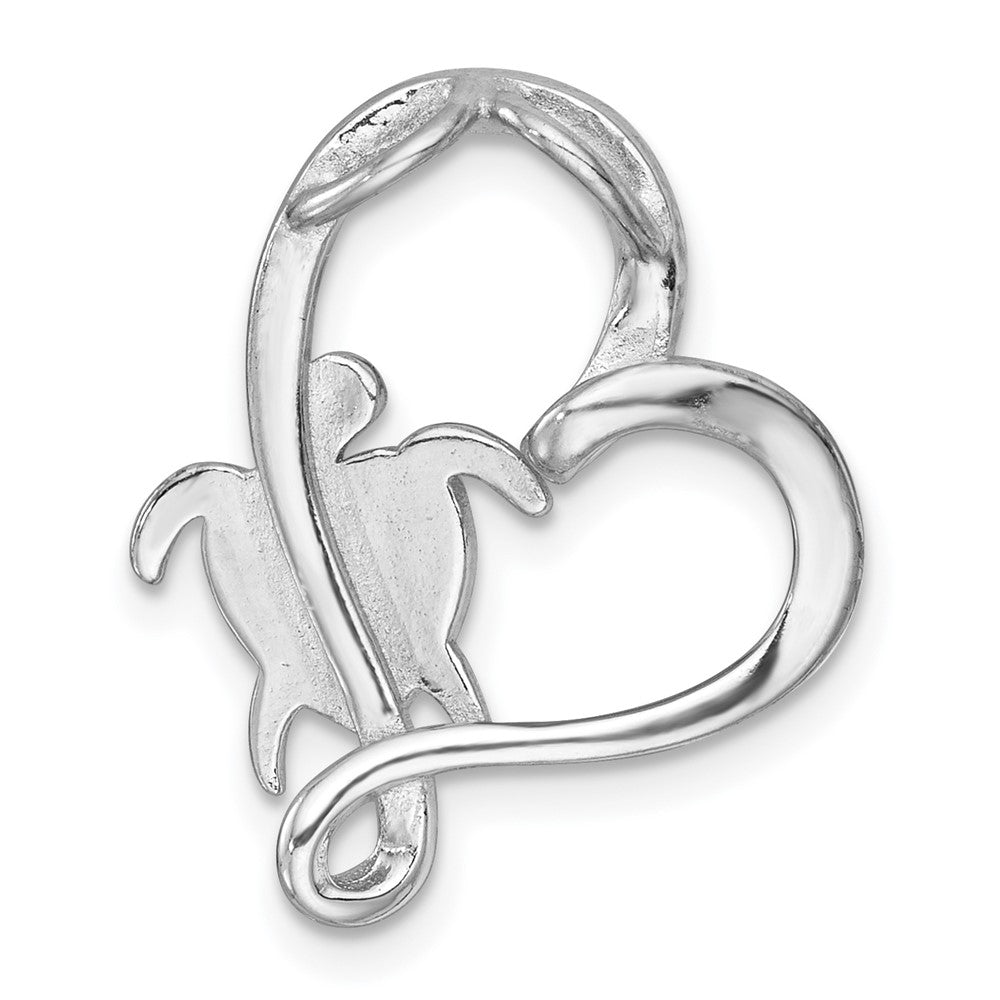 Sterling Silver Rhodium Plated Blue Cr. Opal Turtle / Heart Chain Slide Pendant