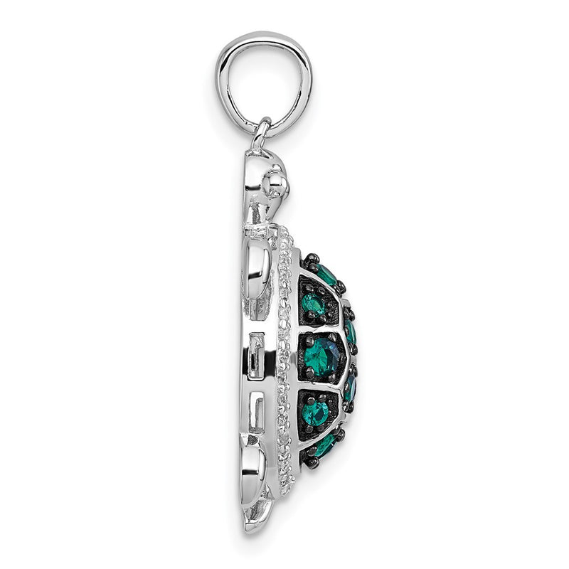 Sterling Silver Rhod-Pl Black-Plating CZ Turtle Pendant