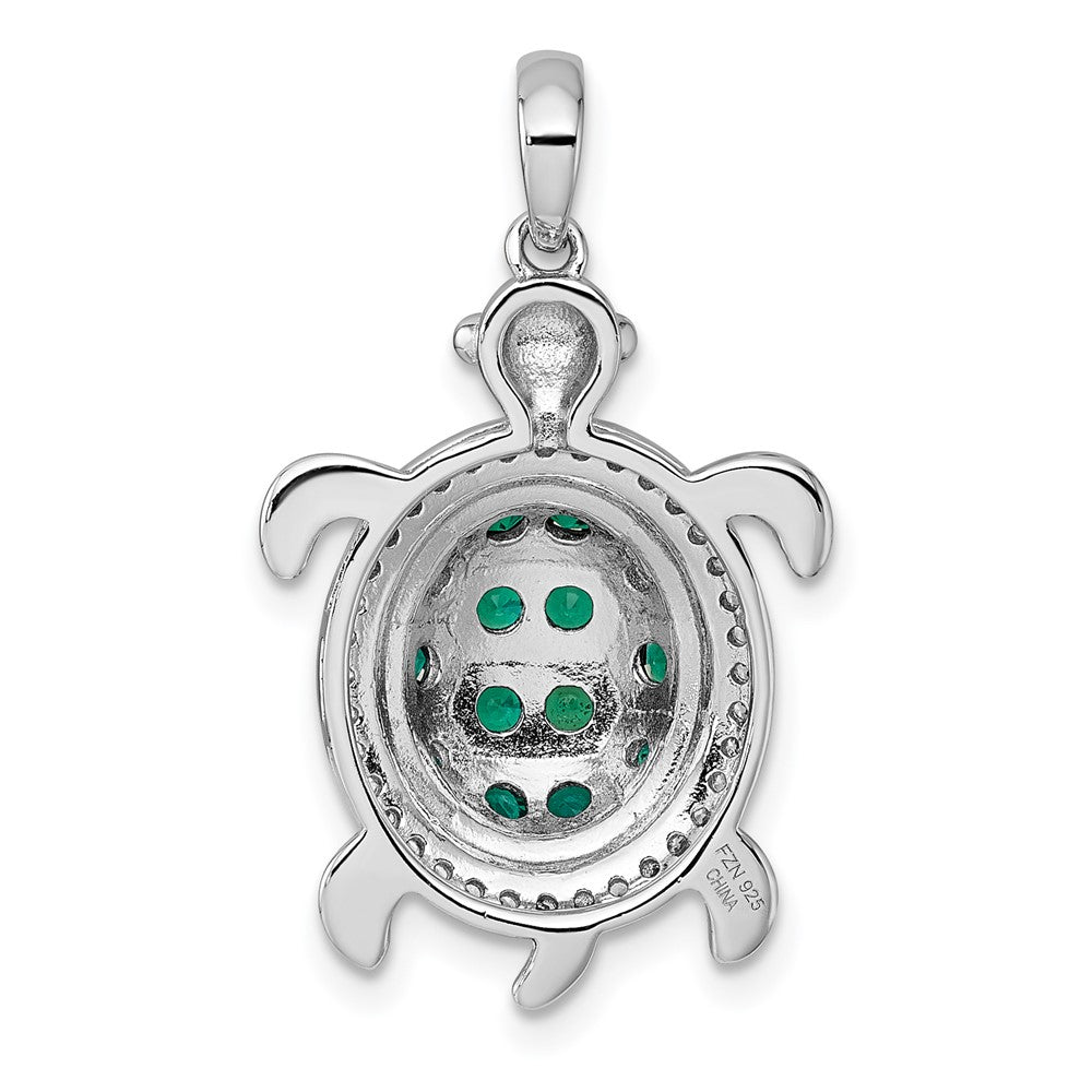 Sterling Silver Rhod-Pl Black-Plating CZ Turtle Pendant