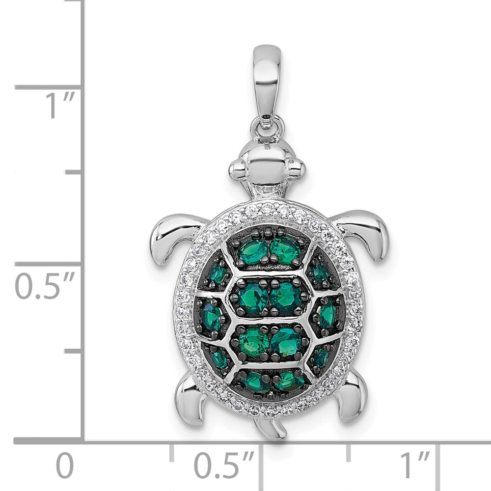 Sterling Silver Rhod-Pl Black-Plating CZ Turtle Pendant