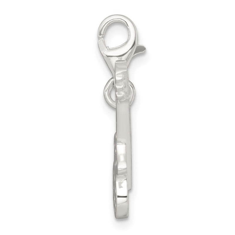 Sterling Silver Polished CZ Guitar with Lobster Clasp Charm