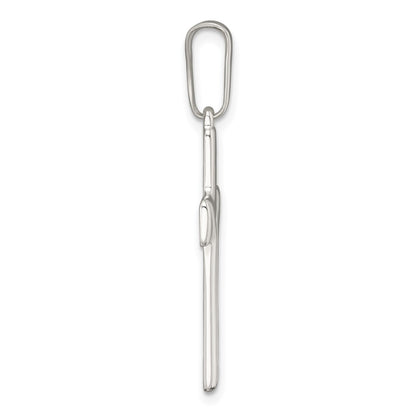 Sterling Silver Polished and Grooved Cross Pendant