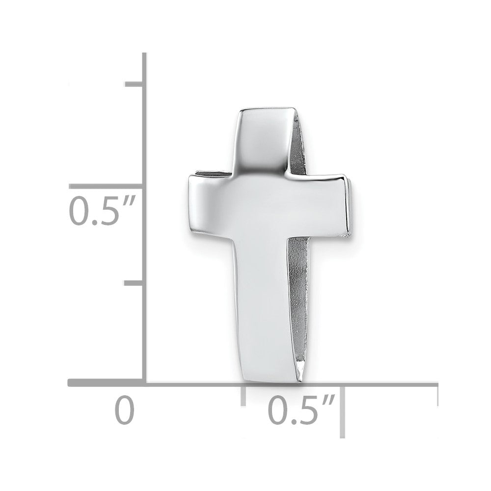 Sterling Silver Rhodium-Plated Polished 3D Cross Chain Slide Pendant