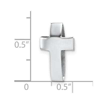 Sterling Silver Rhodium-Plated Polished 3D Cross Chain Slide Pendant