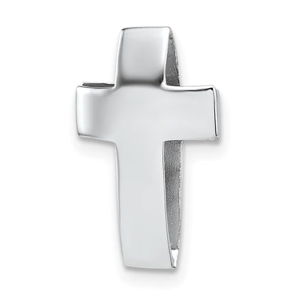 Sterling Silver Rhodium-Plated Polished 3D Cross Chain Slide Pendant