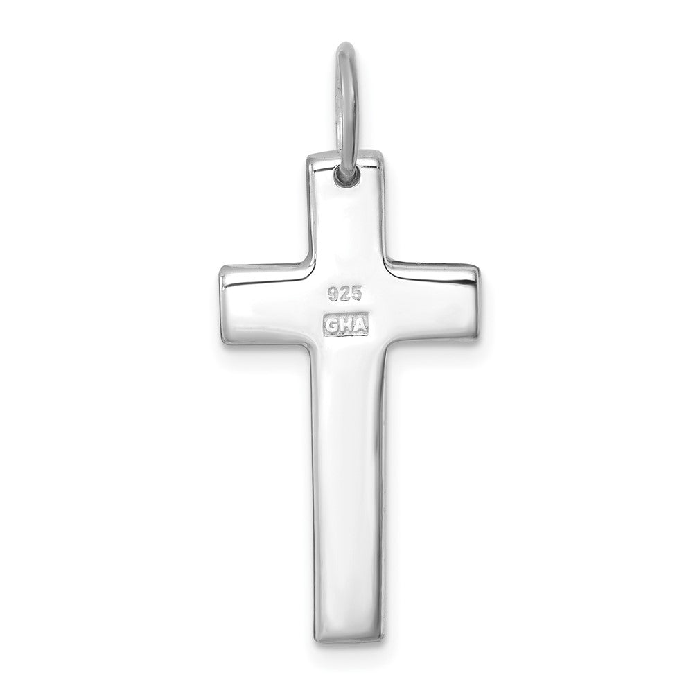Sterling Silver Rhodium-Plated Polished Solid Latin Cross Pendant