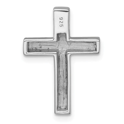 Sterling Silver Rhodium-Plated Polished Enamel Cross Chain Slide Pendant