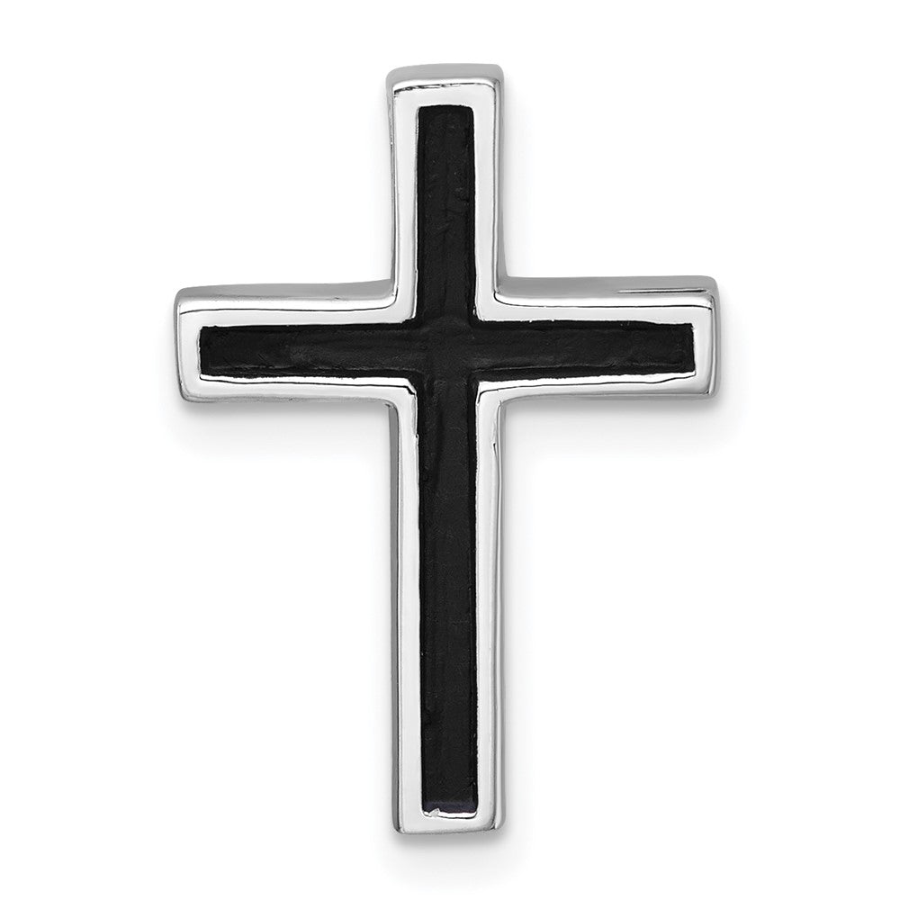 Sterling Silver Rhodium-Plated Polished Enamel Cross Chain Slide Pendant