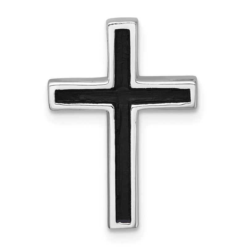 Sterling Silver Rhodium-Plated Polished Enamel Cross Chain Slide Pendant