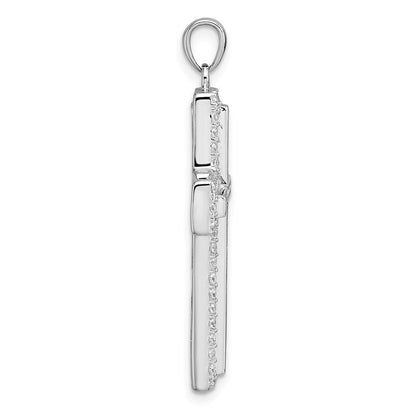 Sterling Silver Rhodium-Plated White CZ Cross Pendant