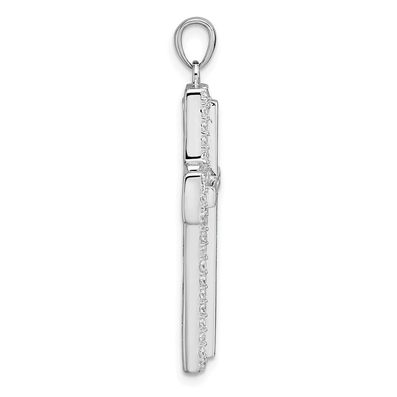 Sterling Silver Rhodium-Plated White CZ Cross Pendant