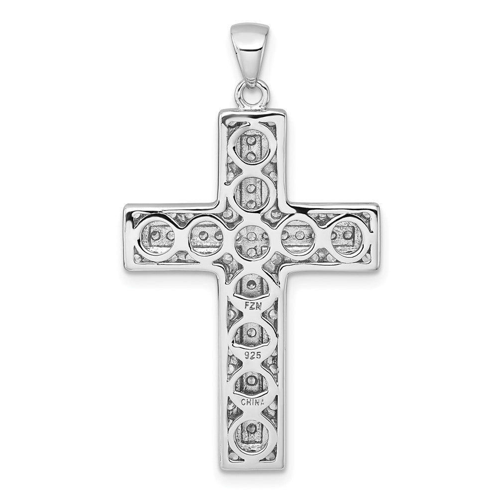 Sterling Silver Rhodium-Plated White CZ Cross Pendant