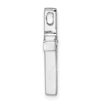 Sterling Silver Rhodium-Plated Polished CZ Cross Chain Slide Pendant