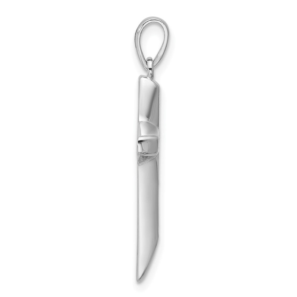 Sterling Silver Rhodium-Plated CZ Polished Cross Pendant