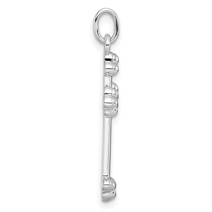 Sterling Silver Rh-Pl w/Silver/14K Two-Tone Accent Polished CZ Budded Cross Pendant