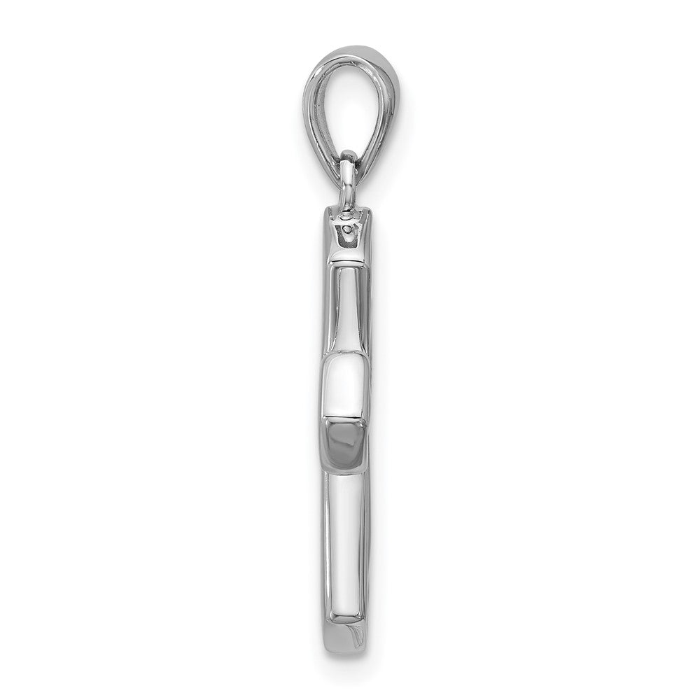Sterling Silver Rhodium-Plated Black Enamel Cross Pendant