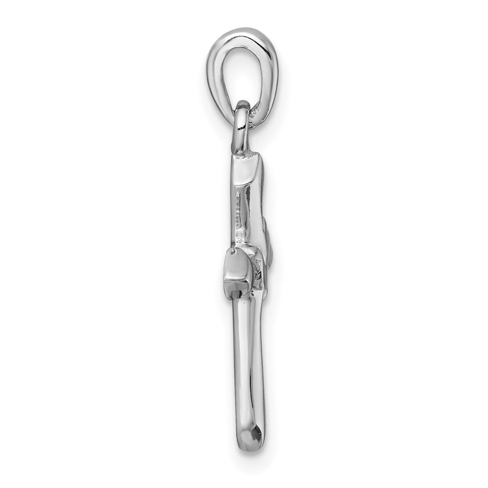 Sterling Silver Rhodium-Plated Polished Cross with Dove Pendant