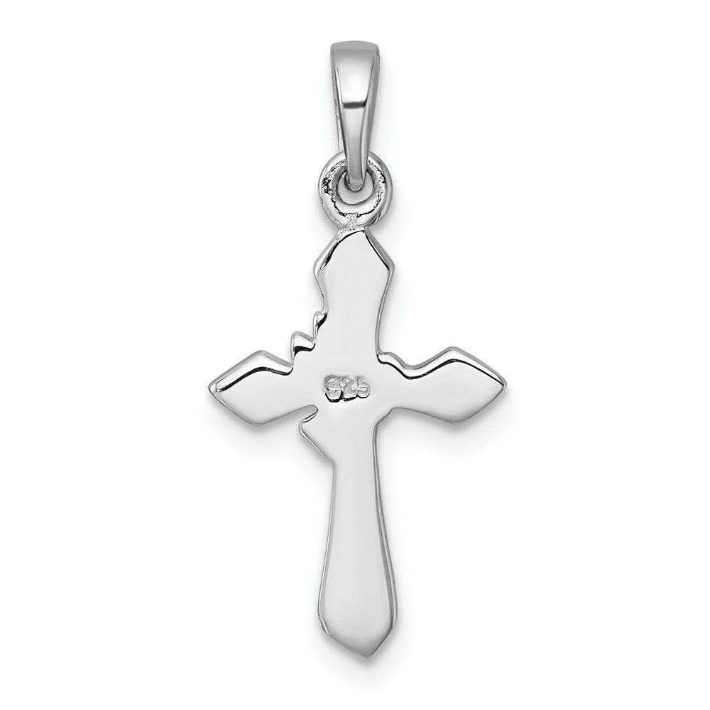 Sterling Silver Rhodium-Plated Polished Cross with Dove Pendant