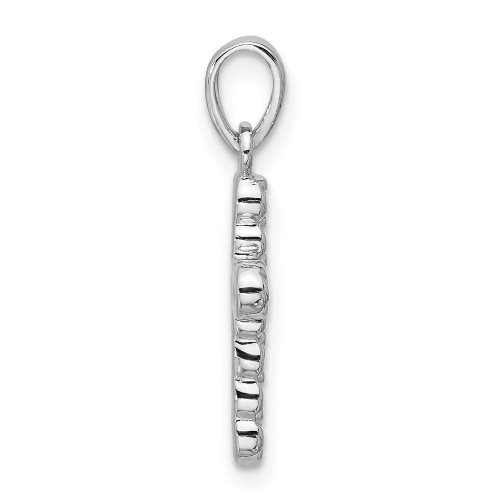 Sterling Silver Rhodium-Plated CZ Polished Cross Pendant