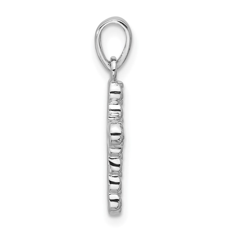 Sterling Silver Rhodium-Plated CZ Polished Cross Pendant