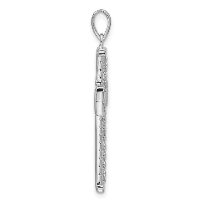 Sterling Silver Rhodium-Plated CZ Cross Pendant