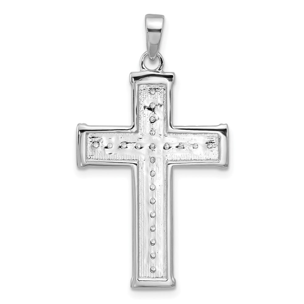 Sterling Silver Rhodium-Plated CZ Cross Pendant