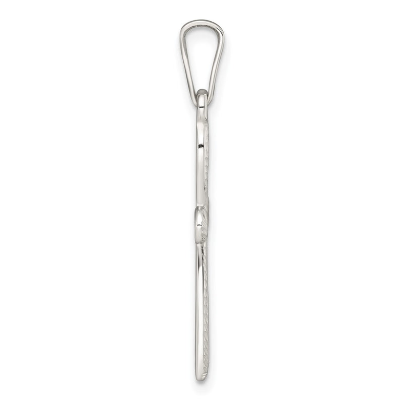 Sterling Silver Polished and Diamond-Cut Cross Pendant
