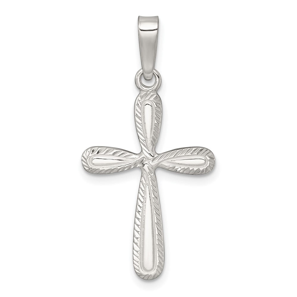Sterling Silver Polished and Diamond-Cut Cross Pendant