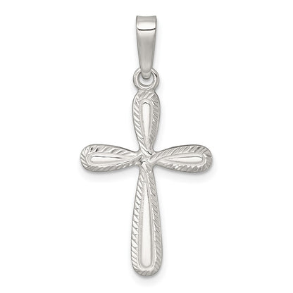 Sterling Silver Polished and Diamond-Cut Cross Pendant