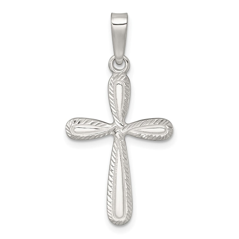 Sterling Silver Polished and Diamond-Cut Cross Pendant