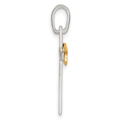 Sterling Silver Gold-Tone Cross with Ichthus Fish Pendant