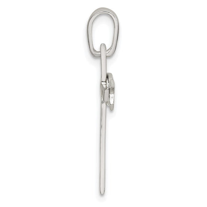 Sterling Silver Polished Cross with Brushed Ichthus Fish Pendant