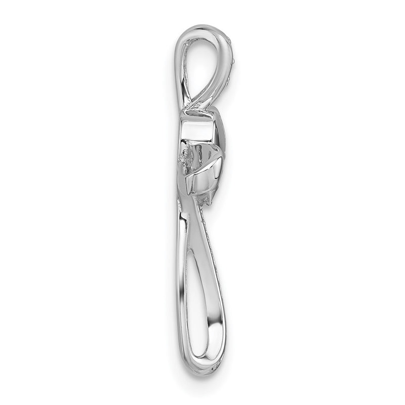 Sterling Silver Rhodium-Plat Polished CZ Heart Cross Chain Slide Pendant
