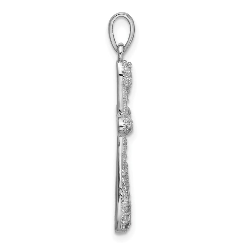 Sterling Silver Rhodium-Plated CZ Cross Pendant