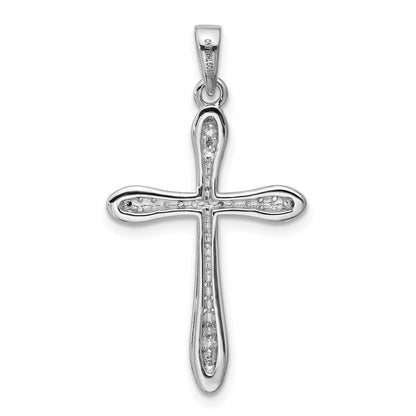 Sterling Silver Rhodium-Plated CZ Cross Pendant
