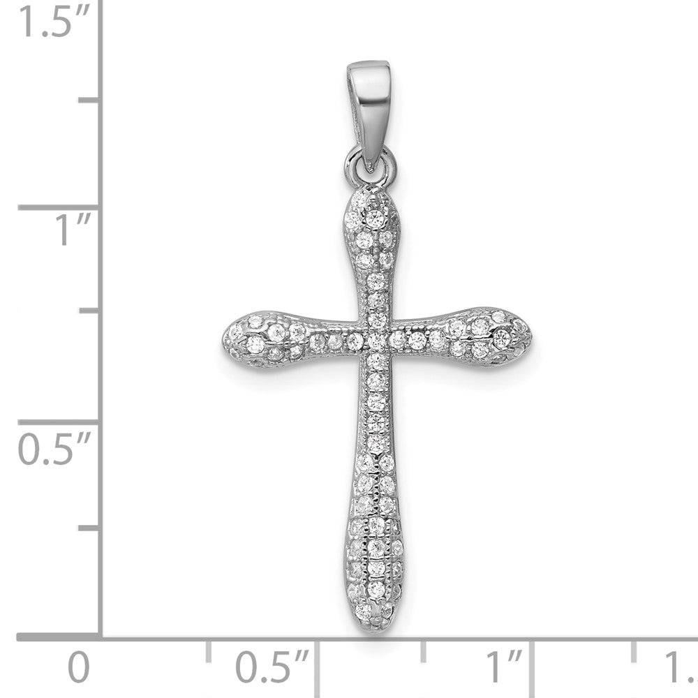 Sterling Silver Rhodium-Plated CZ Cross Pendant