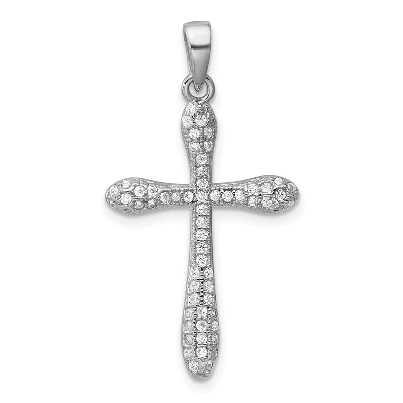 Sterling Silver Rhodium-Plated CZ Cross Pendant