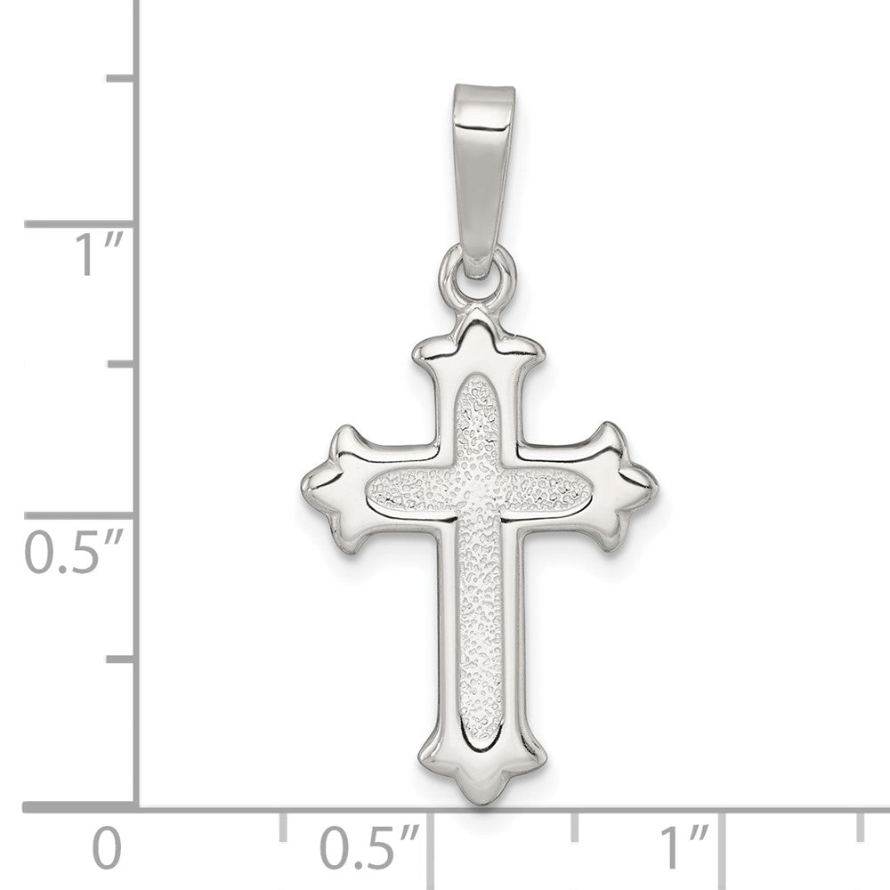 Sterling Silver Polished and Textured Cross Pendant