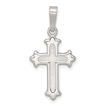 Sterling Silver Polished and Textured Cross Pendant