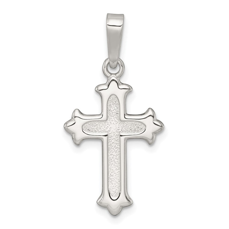 Sterling Silver Polished and Textured Cross Pendant