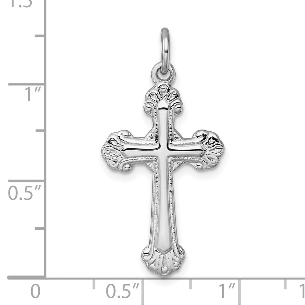 Sterling Silver Rhodium-Plated Polished Fancy Cross Pendant