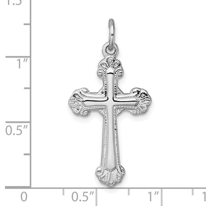 Sterling Silver Rhodium-Plated Polished Fancy Cross Pendant