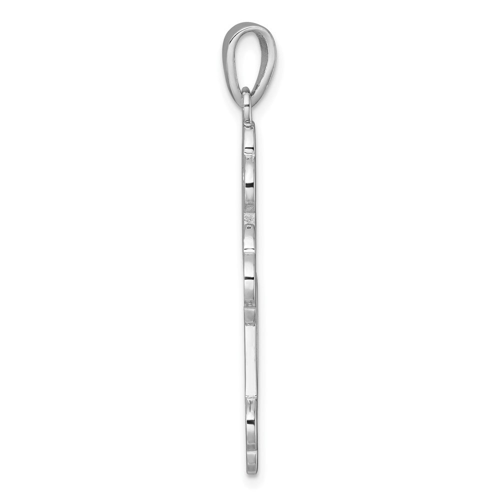 Sterling Silver Rhodium-Plated Polished Cutout Budded Cross Pendant